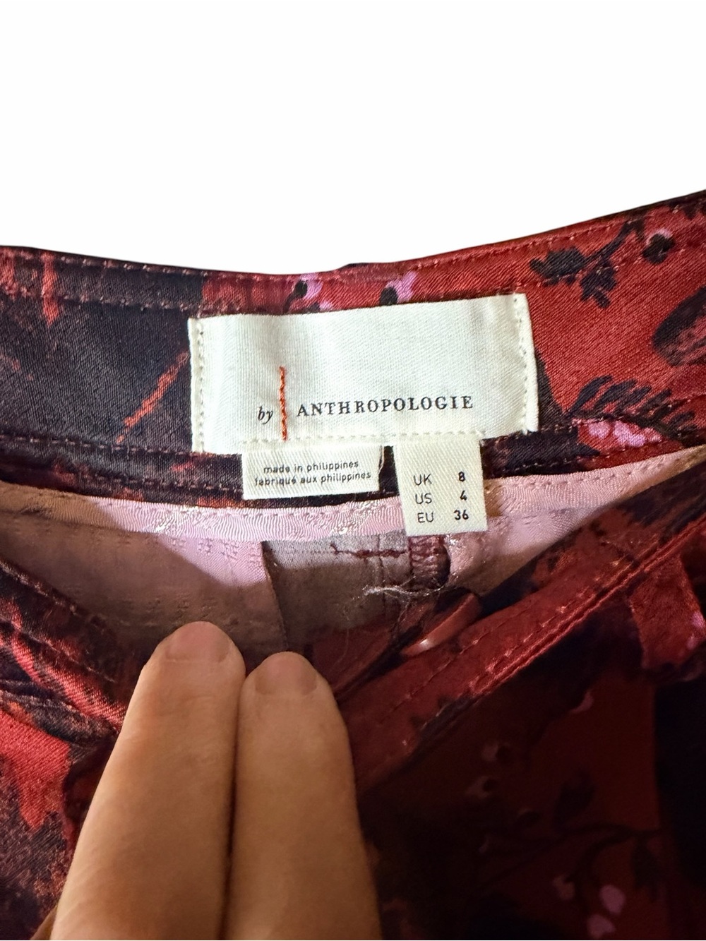 Anthropologie Floral Wide Leg Trousers Red Black Viscose Boho Pants 4 - Picture 7 of 11